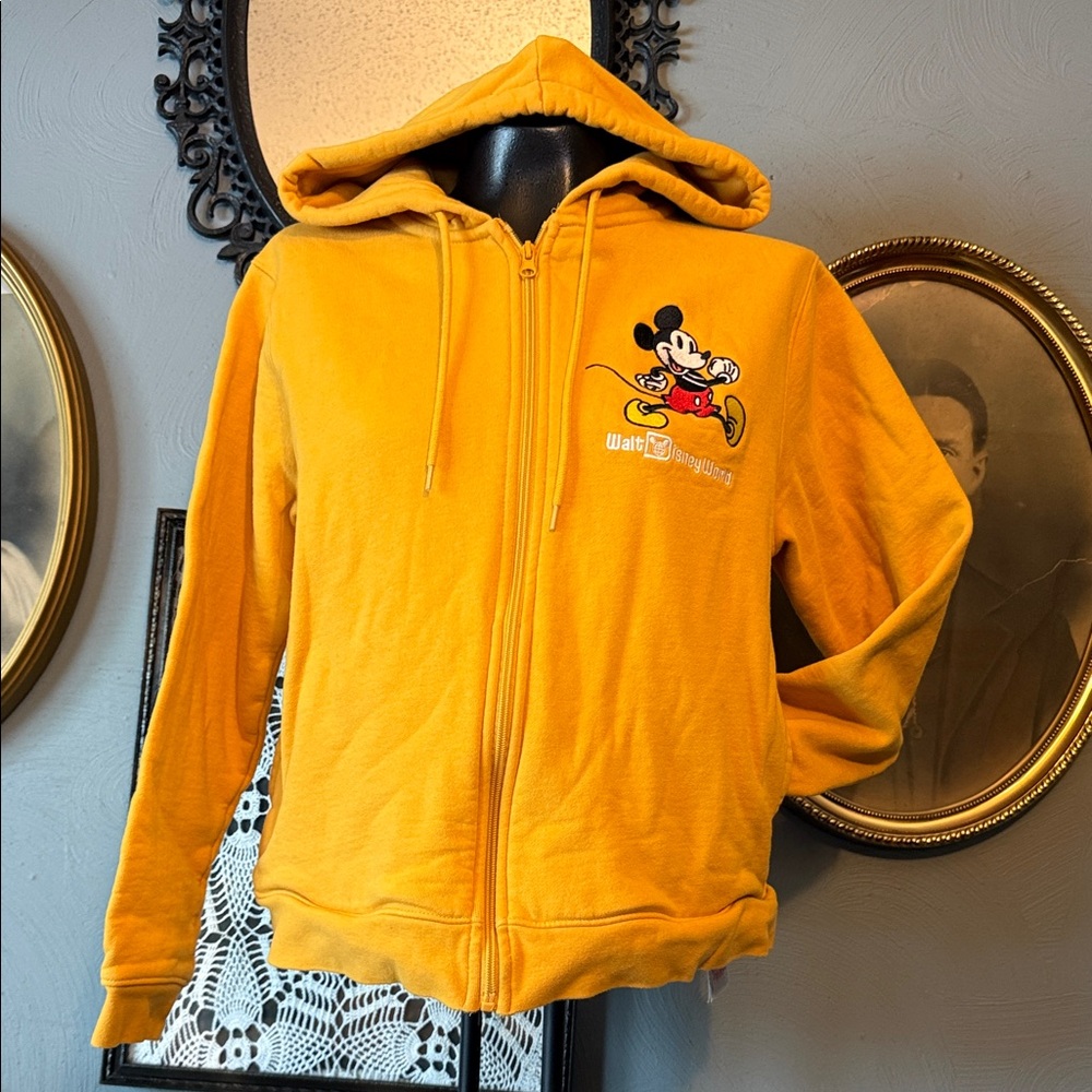 Disney Women's mustard Yellow Hoodie with Mickey Mouse